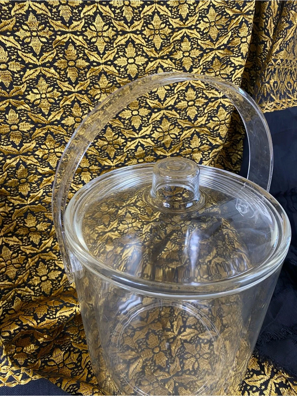 Acrylic Clear Ice Bucket with lid Vintage 1986 double walled Barware party